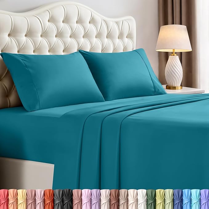 Utopia Bedding Full Size Sheet Set – 4 Piece Bed Sheets, Soft and Breathable Microfiber, Includes 1 Fitted Sheet, 1 Flat Sheet and 2 Pillowcases – Oeko Tex (Denim Blue)
