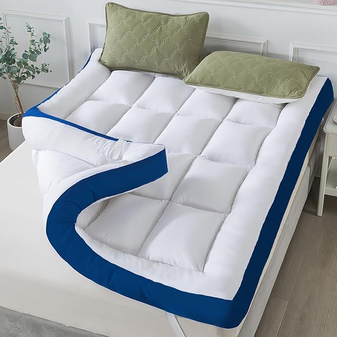 WhatsBedding 5 Inch Full Size Mattress Topper for Back Pain Relief, Filled with Breathable & Soft Memory Foam Pillow Top,4 Elastic Straps