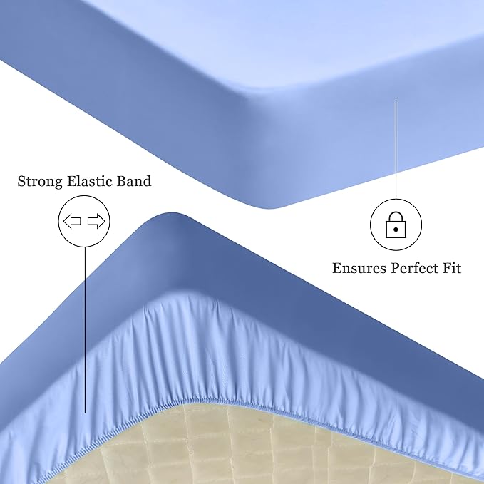 Sufdari King Size Mattress Protector,Waterproof Mattress Protector,Fitted Sheet Style Mattress Cover with 18" Deep Pocket,Washable and Comfortable-Blue,King