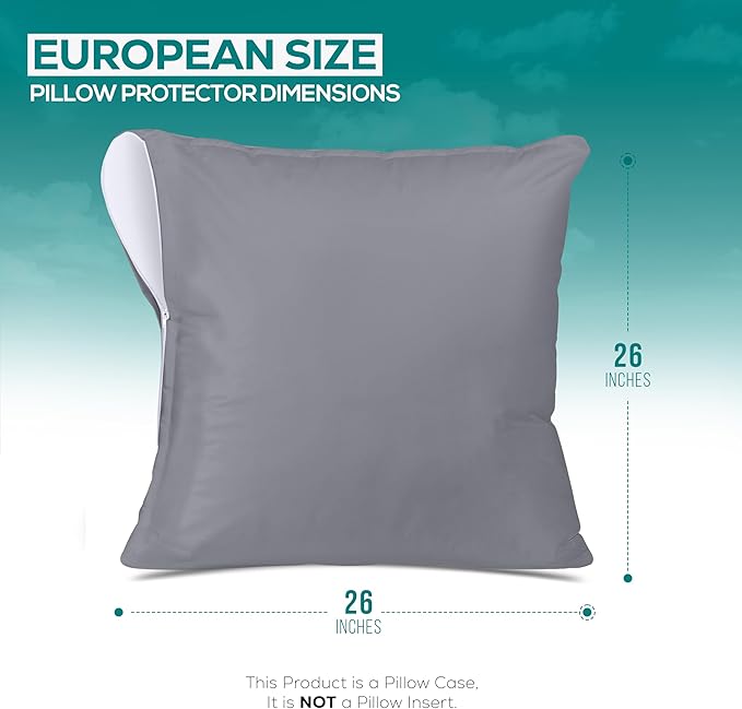 Utopia Bedding 2 Pack Waterproof Throw Pillow Protectors with Zipper 26 x 26 Inches (Gray), Bed Bug Proof Pillow Case Covers, Moisture Wicking Pillow Encasements