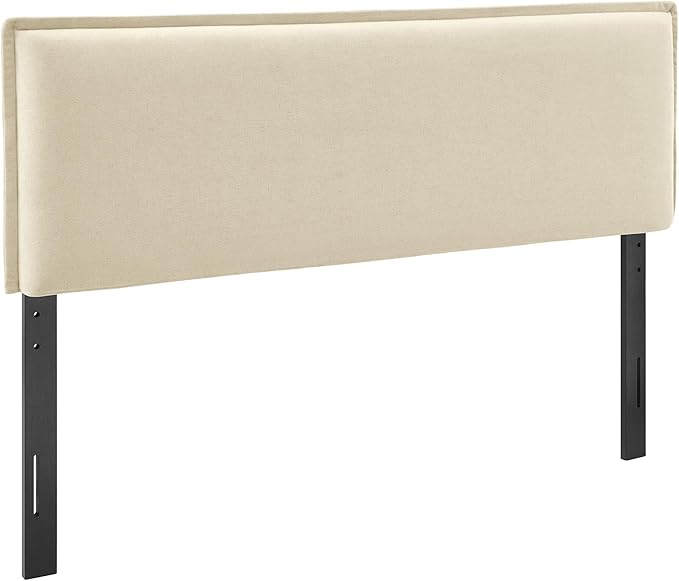 Modway Camille Full Size Upholstered Linen Blend Headboard with Removable Slipcover – in Linen - Padded Pillow Style Headboard with Adjustable Mounting for Full Beds