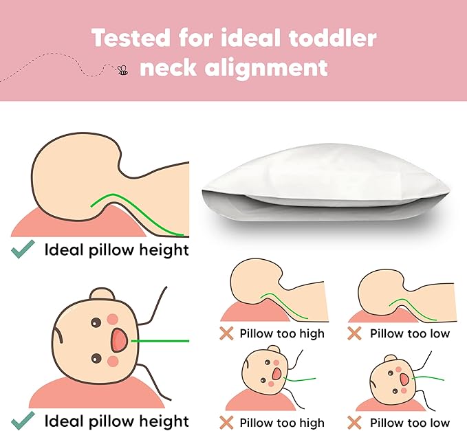 Toddler Pillow with Pillowcase - 13x18 My Little Dreamy Kids Travel Bed Pillows for Sleeping, Organic Cotton Small Pillowcase, Soft & Breathable, Machine Washable, Toddlers 2-5 Years Old (Soft White)