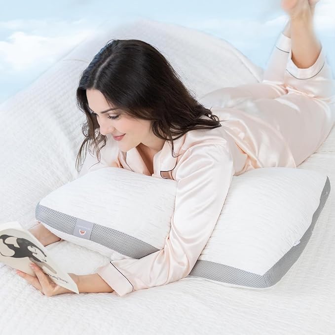 ACCURATEX Pillows Standard Size Set of 2, Rayon Derived from Bamboo Removable Cover, Shredded Memory Foam Pillow with Down Alternative Fill (Adjustable), Supportive Pillows for Side Back Sleepers