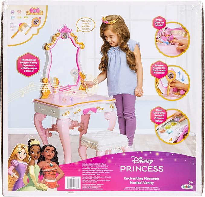 Disney Princess Ultimate Musical Vanity with Enchanting Messages & Celebration Song! Includes Brush, Comb, Tiara & 5 Rings