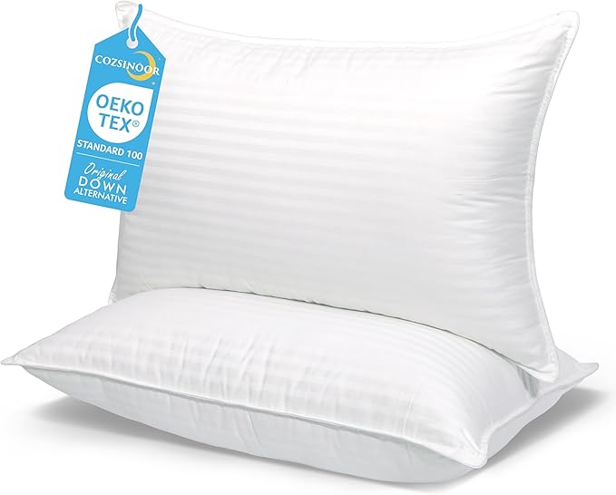 COZSINOOR Bed Pillows for Sleeping Queen Size - Breathable Hotel Quality Set of 2 - Down Alternative Microfiber Filled for Back, Stomach, Side Sleepers, Cooling & Skin-Friendly