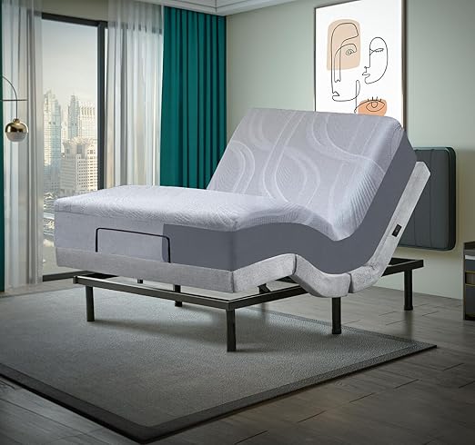 Premium Queen Adjustable Bed with 14 Inch Prime Gel Memory Foam Mattress, Massage, Zero Gravity, Anti-Snore, Programmable Memory Positions, USB, Underbed Lighting, Zero Clearance