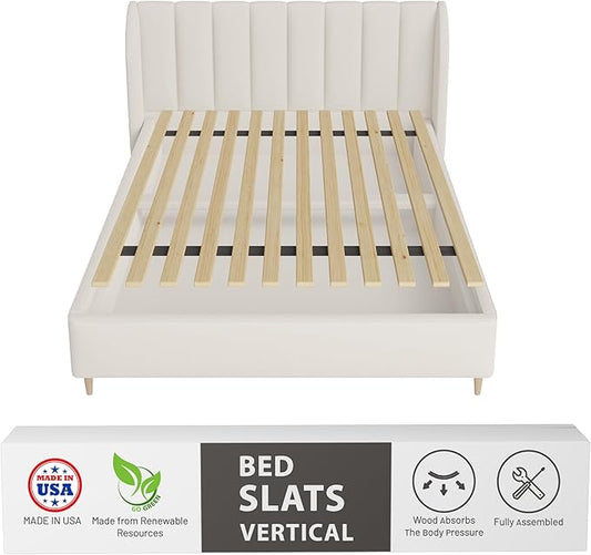 Greaton, 0.68-Inch Vertical Wooden Bunkie Board/Bed Slats, Full, Beige
