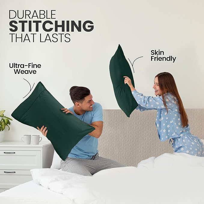 Utopia Bedding Queen Pillow Cases - 2 Pack - Envelope Closure - Soft Brushed Microfiber Fabric - Shrinkage and Fade Resistant Pillow Covers Queen Size 20 X 30 Inches (Queen, Emerald)
