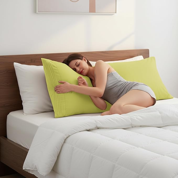 Elegant Comfort Luxury Ultra-Soft 1-Piece Pillowcase Set - 1500 Premium Hotel Quality Microfiber Double Brushed - Wrinkle Resistant, Body Pillowcase Size, Pistachio Green