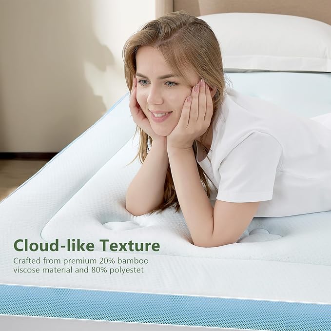 Hansleep Twin XL Mattress Pad Topper College Dorm Memory Foam, Twin XL Foam Mattress Topper Viscose Derived from Bamboo, Twin XL Size Bed Mattress Pad Cover for Back Pain Relief, 39" x 80", White
