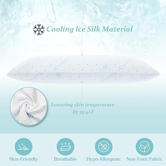 Dreamood Cooling Body Pillow Firmer 3200g 100% Shredded Memory Foam Body Pillows for Adults Side Sleeper Pregnancy Full Body Pillow 20x54 inch Adjustable with Washable Cover