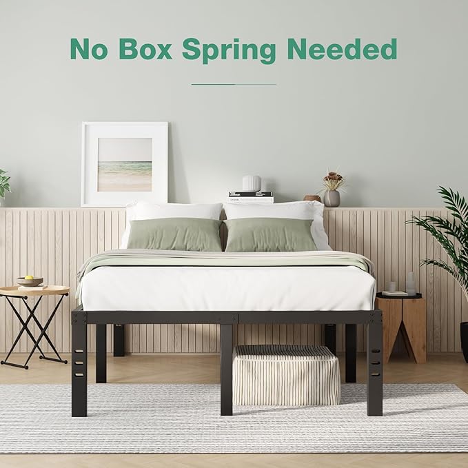 Novilla Bed Frame Full Size, 16 Inch Simplicity Metal Platform Full Size Bed Frame with Underbed Storage, No Box Spring Needed, Heavy Duty Steel Slat Support, for Bedroom, Guest Room, Noiseless