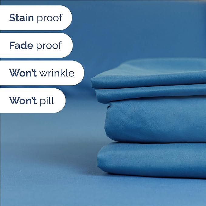 King 6 Piece Sheet Set - Comfy, Breathable & Cooling - Hotel Luxury Bedding for Women, Men, Kids, Teens & Children - 1 Flat & 1 Fitted Sheet & 4 Pillowcases w/ Deep Pockets - Wrinkle Free - Denim Blue