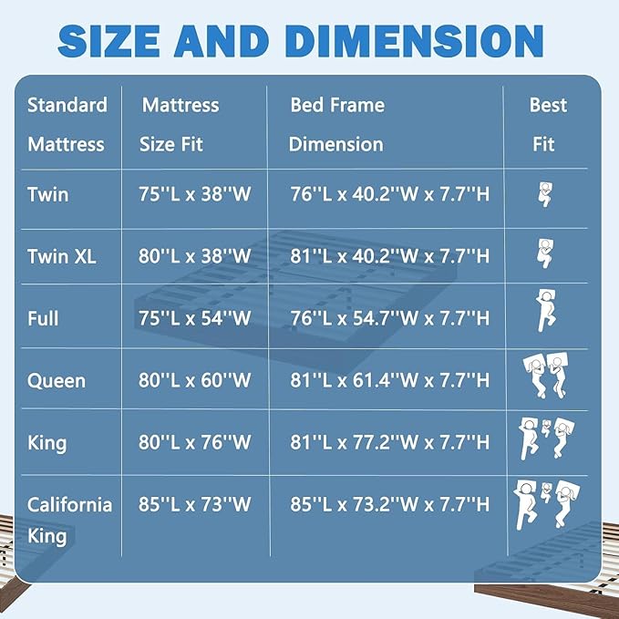 IDEALHOUSE Platform Bed Frame King Size,Wooden Slat Support,No Box Spring Needed, Easy Assembly, Pine