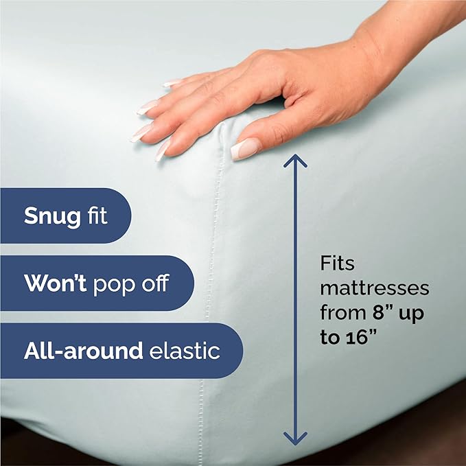 King Size 4 Piece Sheet Set - Comfy Breathable & Cooling Sheets - Hotel Luxury Bed Sheets for Women & Men - Deep Pockets, Easy-Fit, Extra Soft & Wrinkle Free Sheets - Ice Blue Oeko-Tex Bed Sheet Set