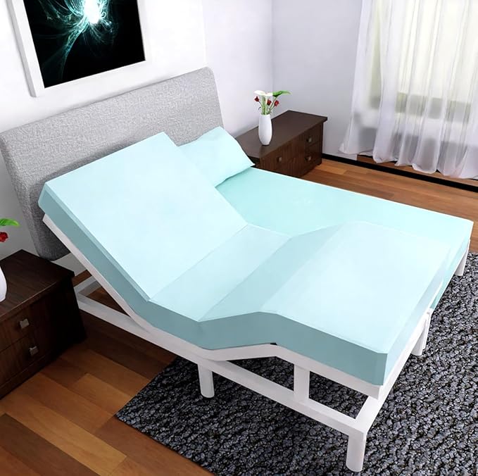 Split California King Sheets Sets - 5 Pcs Set - Split California King Sheets for Adjustable Bed Cal King Split Sheets Sets for Adjustable Bed California King Split Sheets (Aqua)