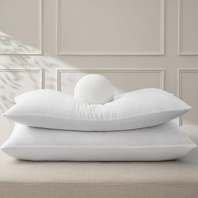 MIULEE 14 x 36 Goose Feather Down Pillow with 100% Cotton Cover, Set of 1 Soft Fluffy Decorative Pillow Insert for Sofa Bed Couch Living Room White