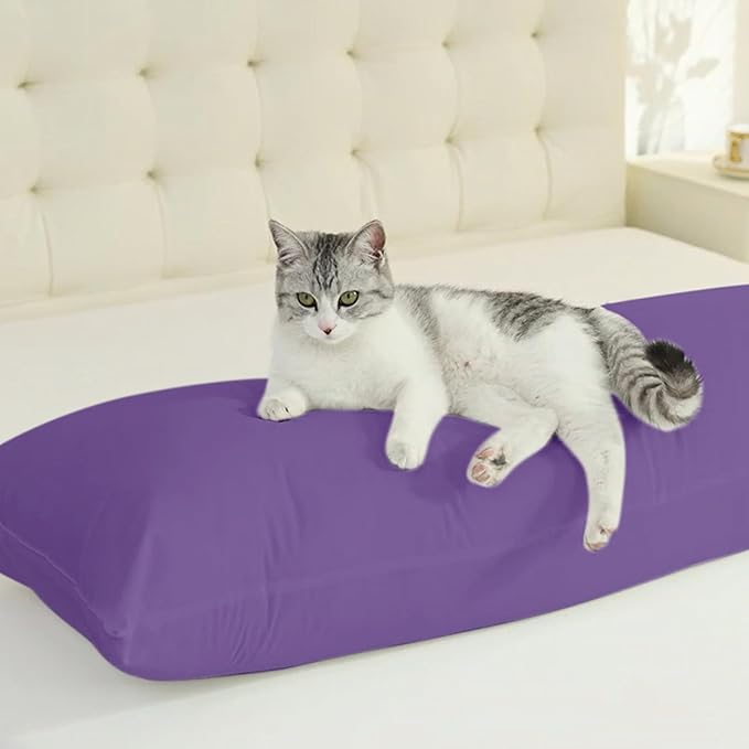 Body Pillow Insert - Breathable Full Body Pillow for Side Sleeper - Soft Long Bed Pillow for Adults - 20 x 54 inch-Purple