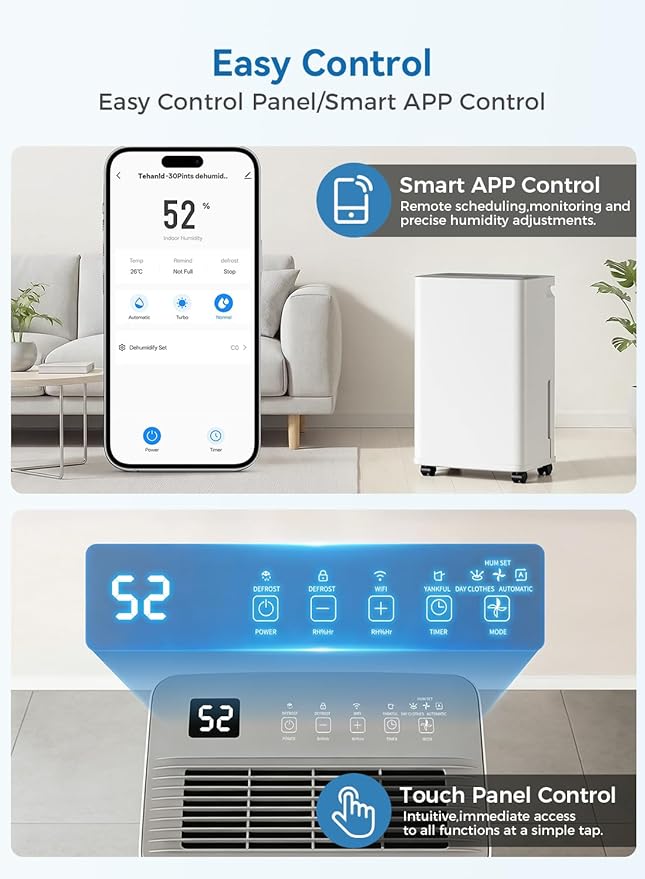 2500 Sq.Ft Dehumidifier for Basement with Drain Hose, Update 35 Pint Large Best Compressor Dehumidifiers for Home or Garage, Smart Humidity Control, 24H Timer & Child Lock, Ideal for Large Rooms,