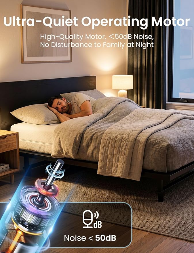 King Size Adjustable Bed Frame with Wireless Remote, Zero Gravity & Head & Foot Incline, Heavy-Duty Steel Frame, Whisper-Quiet Motor, Easy Installation (79" L x 74" W x 12.72" H)