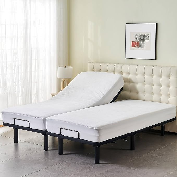 Waterproof Split Queen Mattress Protector for Adjustable Bed (2PCs) 30x80 Soft Bamboo Viscose Terry Surface Fitted Matress Cover