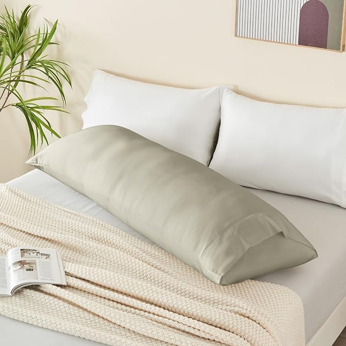 BEDELITE Body Pillow Cover, Rayon Made from Bamboo, Cooling Body Pillow Pillowcase for Hot Sleepers and Night Sweats, Breathable & Silky Soft Full Long Pillow Case Cover (Linen, 20x54 Inches)