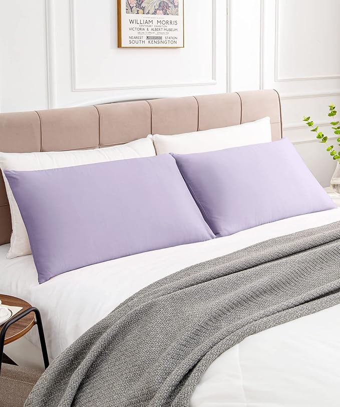 Warmstar Cotton Pillow Cases Queen Size Set of 2, 600 Thread Count Pillowcases 20x30 Inches, Soft Long Staple Cotton Pillowcases Breathable with Envelope Closure,Lavender