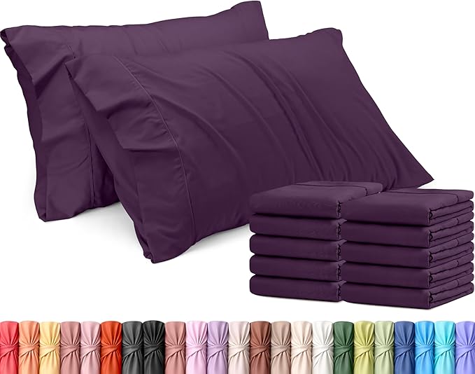 Utopia Bedding Queen Pillow Cases - 12 Pack - Envelope Closure - Soft Brushed Microfiber Fabric - Shrinkage and Fade Resistant Pillow Covers Queen Size 20 X 30 Inches (Queen, Purple)