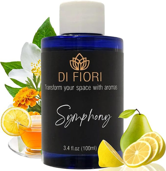Symphony - Pure Essential Oil for Waterless Diffusers - Lemon, Pear, Tea, Jasmine - Aromatherapy, Pure Natural Oil, Diffuser Refill, Super Aroma, Organic Essential Oil - 3,4oz - DI FIORI