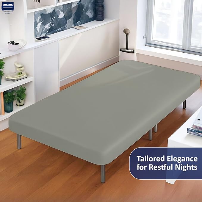 Cot Size 25" x 75" Fitted Sheet, 100% Egyptian Cotton, Perfect for Camp Bunk Beds/RVs/Guest Beds/Army Cots/Replacement Mattress - Light Grey