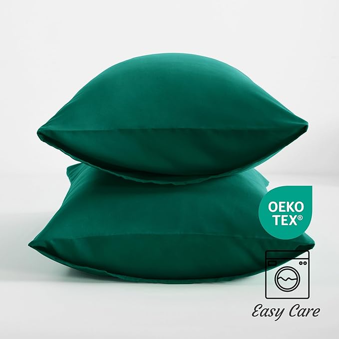 NTBAY Toddler Pillow Cases Set of 2, 2 Pack Brushed Microfiber 14x20 Pillow Cases, Soft, Wrinkle, Fade, Stain Resistant Dark Green Pillow Cases with Envelope Closure, 14x20 Inches, Dark Green