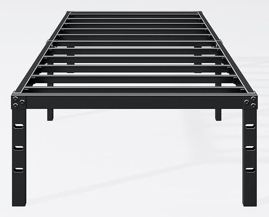 Hafenpo 16 Inch Twin Bed Frame - Sturdy Metal Platform Twin Size, No Box Spring Needed, Heavy Duty, Easy Assembly, Strong Bearing Capacity, Under Bed Storage, Black