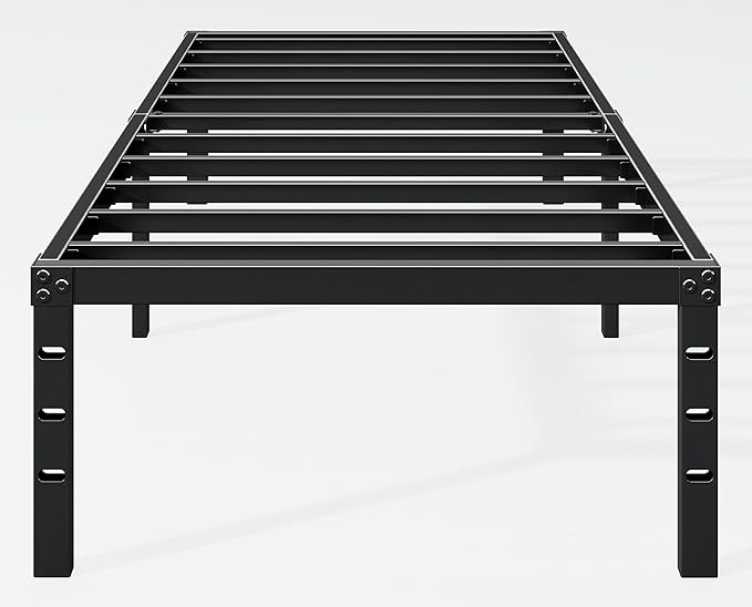 Hafenpo 12 Inch Twin Bed Frame - Sturdy Metal Platform Twin Size, No Box Spring Needed, Heavy Duty, Easy Assembly, Strong Bearing Capacity, Under Bed Storage, Black