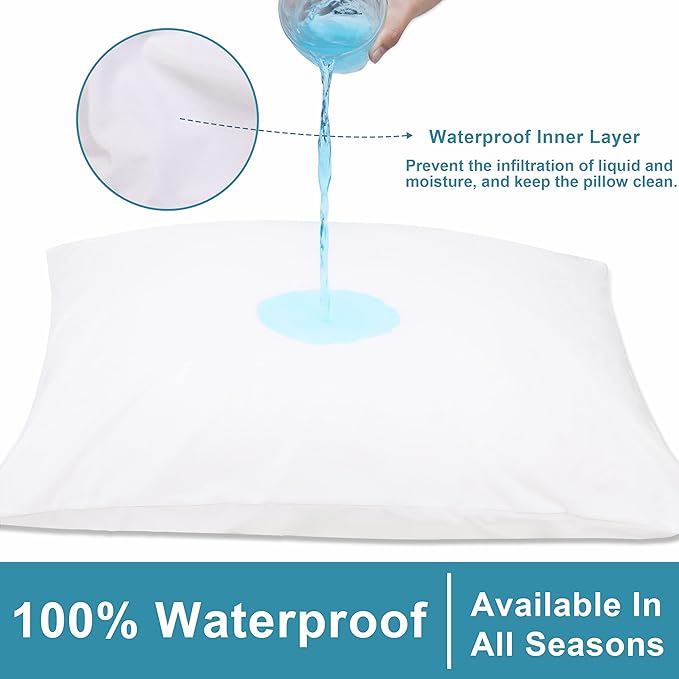 NTBAY 4 Pack Zippered Waterproof Toddler Pillow Protectors, Super Soft Quiet Zip Baby Pillow Protectors, 13x18 Inches Jersey Pure White Waterproof Pillow Cases Covers
