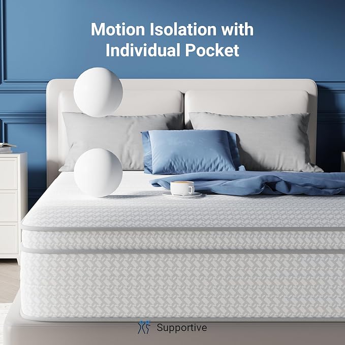 Avenco Full Size Mattress 10 Inch in a Box, Medium Plush Full Mattresses with Pocket Spring Smarts Coil Hybrid Colchones for Pressure Relief, CertiPUR-US Certified
