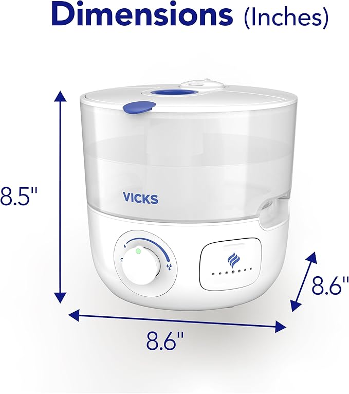 Vicks EasyCare Plus Top Fill Filter-Free Cool Mist Humidifier, Small Room–For Vapors 2 Ways –Works with Vicks VapoPads and VapoSteam, White