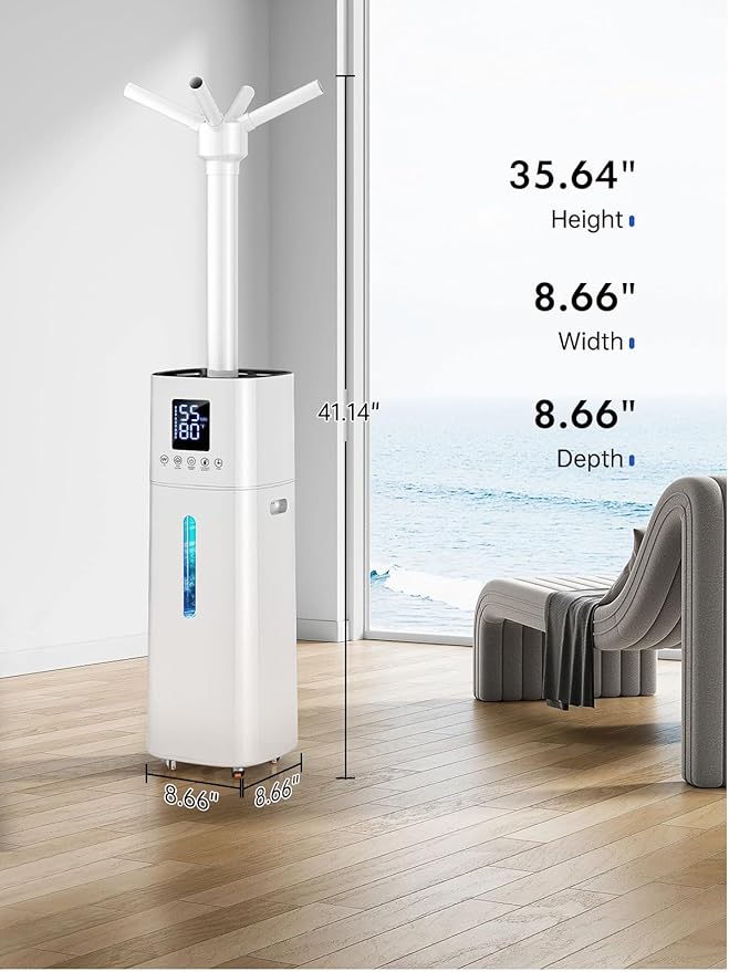 15L/4Gal Humidifier Large Room, 600mL/h Misting, 1200ft² Coverage, Auto Humidity Control, 72H Runtime, Top Fill, Aroma Diffuser, Sleep Mode, 12H Timer, Auto Shutoff Protection