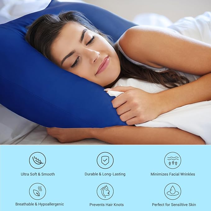 Elegear Cooling Pillow Cases for Hot Sleepers, Japanese Q-Max>0.55 Arc-Chill Cooling Pillowcases, Double Sided Elastic Cooling Pillow Covers with Hidden Zipper, Set of 2 - Standard & Queen Size