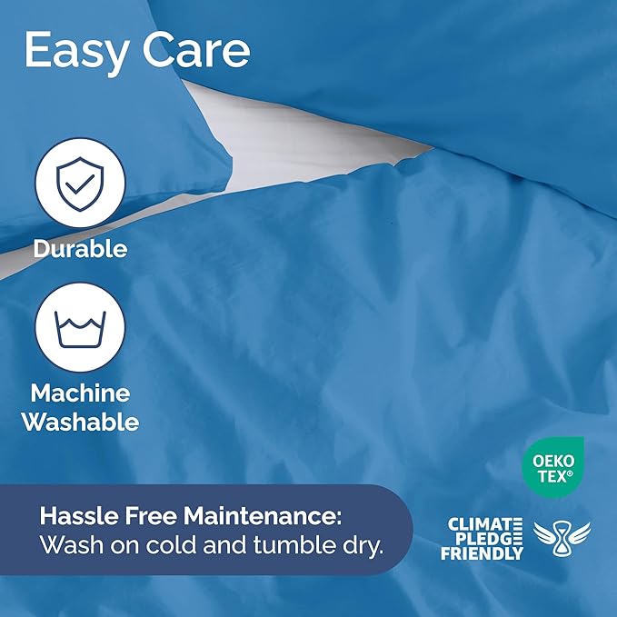Duvet Cover Full Size Set - Extra Soft Full Duvet Cover 80" x 90" with 2 Pillow Shams - Hotel Luxury, Easy Care & Fade Free w/ Zipper Closures & Ties - All Season, Comfy and Breathable (Denim Blue)