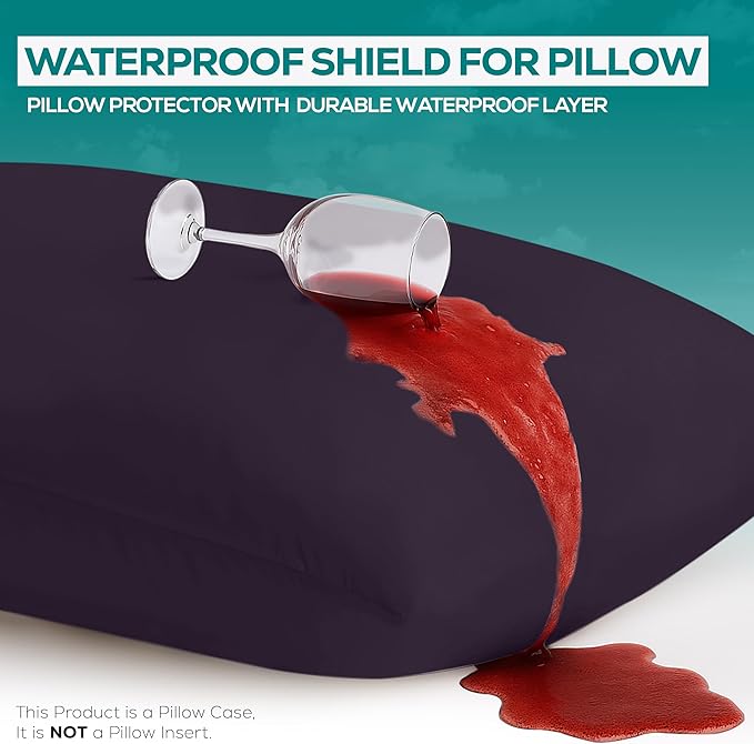 Utopia Bedding Premium 100% Waterproof Pillow Protectors with Zipper King Size (Set of 2), Bed Bug and Dust Mite Proof Zippered Pillow Covers, Pillow Encasement Cases, Purple