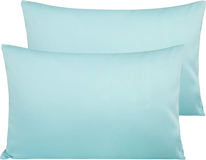 NTBAY Egyptian Cotton Queen Pillowcases - Set of 2, 500 Thread Count Cotton Pillowcases - Soft and Breathable Envelope Closure Pillow Cases - 20x30 Pillow Covers for Bed, Aqua