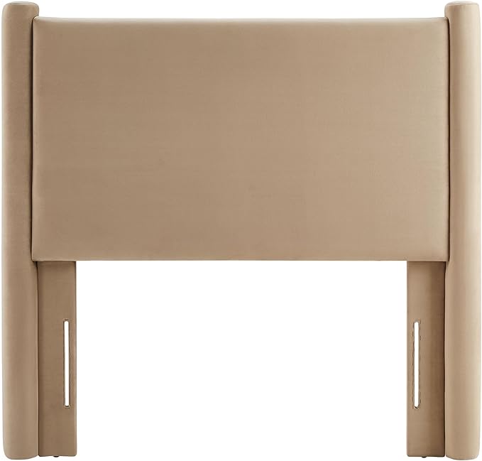 Modway Rael Twin Upholstered Headboard with Pillars in Taupe – Velvet Headboard – Stain-Resistant Performance Velvet Headboard for Twin Beds
