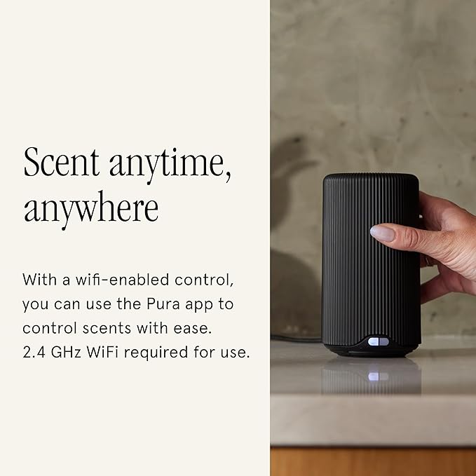 Pura Plus Smart Home Fragrance Diffuser for Large Spaces - Adjust Scent Intensity, Set Schedules, Timers & More in Pura App - Fragrances Sold Separately - Black