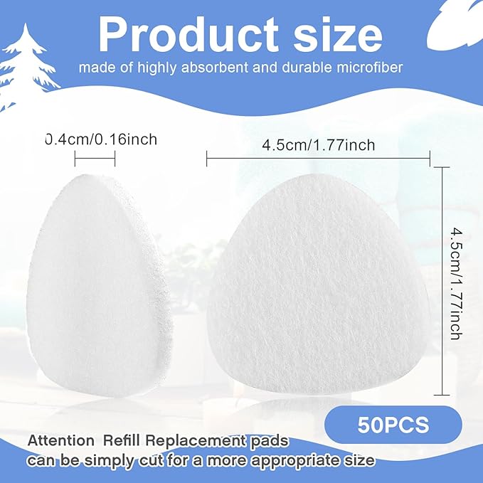 Maitys 50 Pieces Humidifier Essential Oil Pads Air Purifier Replacement Refill Pads for Aromatherapy Essential Oil Diffuser Compatible with Humidifier, Air Purifier, Microfiber Pad
