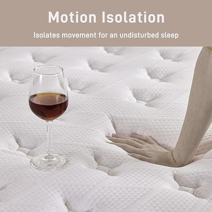 14 Inch King Mattress, Comfort Foam & Pocket Coil Hybrid Mattress in a Box, Medium Firm Cooling Breathable Knit Cover, Motion Isolation & Edge Support, Gray & White