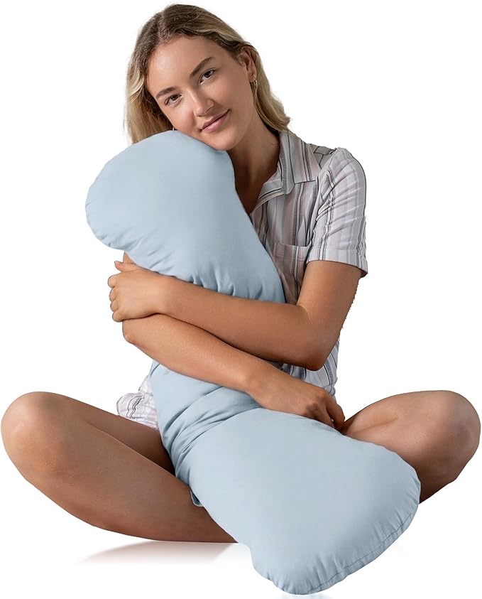 SleepCloud Weighted Body Pillow 6.5lbs - Weighted Pillow for Deeper Sleep (41” x 10”) - Cooling Body Pillows for Adults, Side Sleeper Body Pillows with Cover (Arctic Blue)