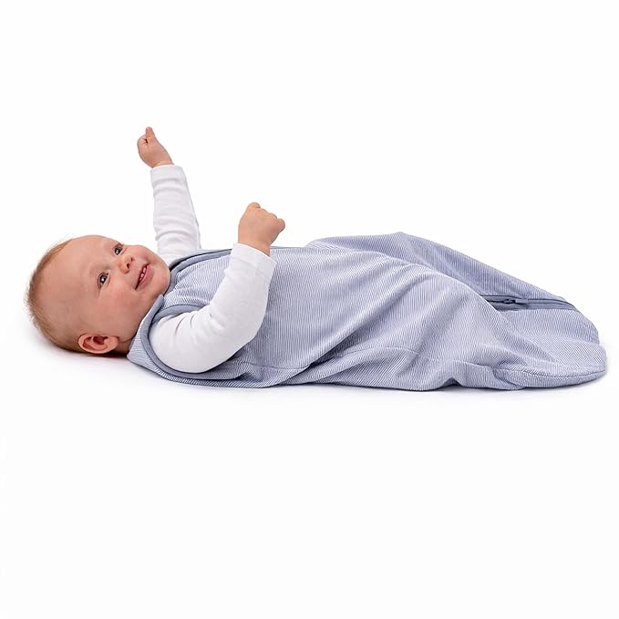 Baby Deedee Sleep Nest Lite - Baby Sleep Sack 0.6 TOG 18-36 Months, Sleeping Bag with Soft Cotton & Patented Shoulder Snaps, Toddler Wearable Blanket for Boys & Girls, Gray Stripes