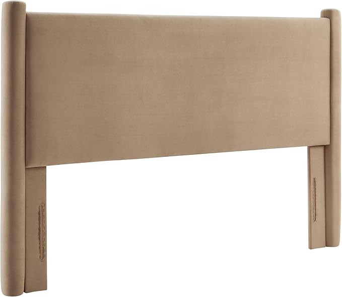 Modway Rael King Upholstered Headboard with Pillars in Taupe – Velvet Headboard – Stain-Resistant Performance Velvet Headboard for King Size Beds