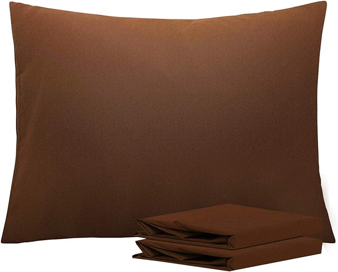 NTBAY Standard Pillowcase Set - 2 Pack Brushed Microfiber 20x26 Pillowcases - Soft, Wrinkle-Free, Fade-Resistant, Stain-Resistant, Brown Pillowcases with Envelope Closure - 20x26 Inches, Brown
