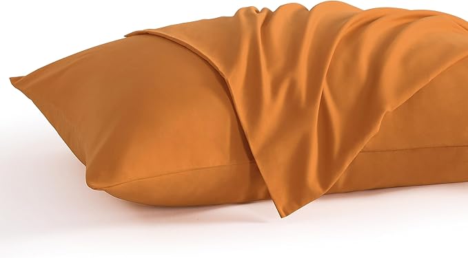 NTBAY Queen Pillow Cases Set, 2 Pack Brushed Microfiber 20x30 Inches, Soft, Wrinkle, Fade, Stain Resistant Pale Orange Pillow Cases with Envelope Closure